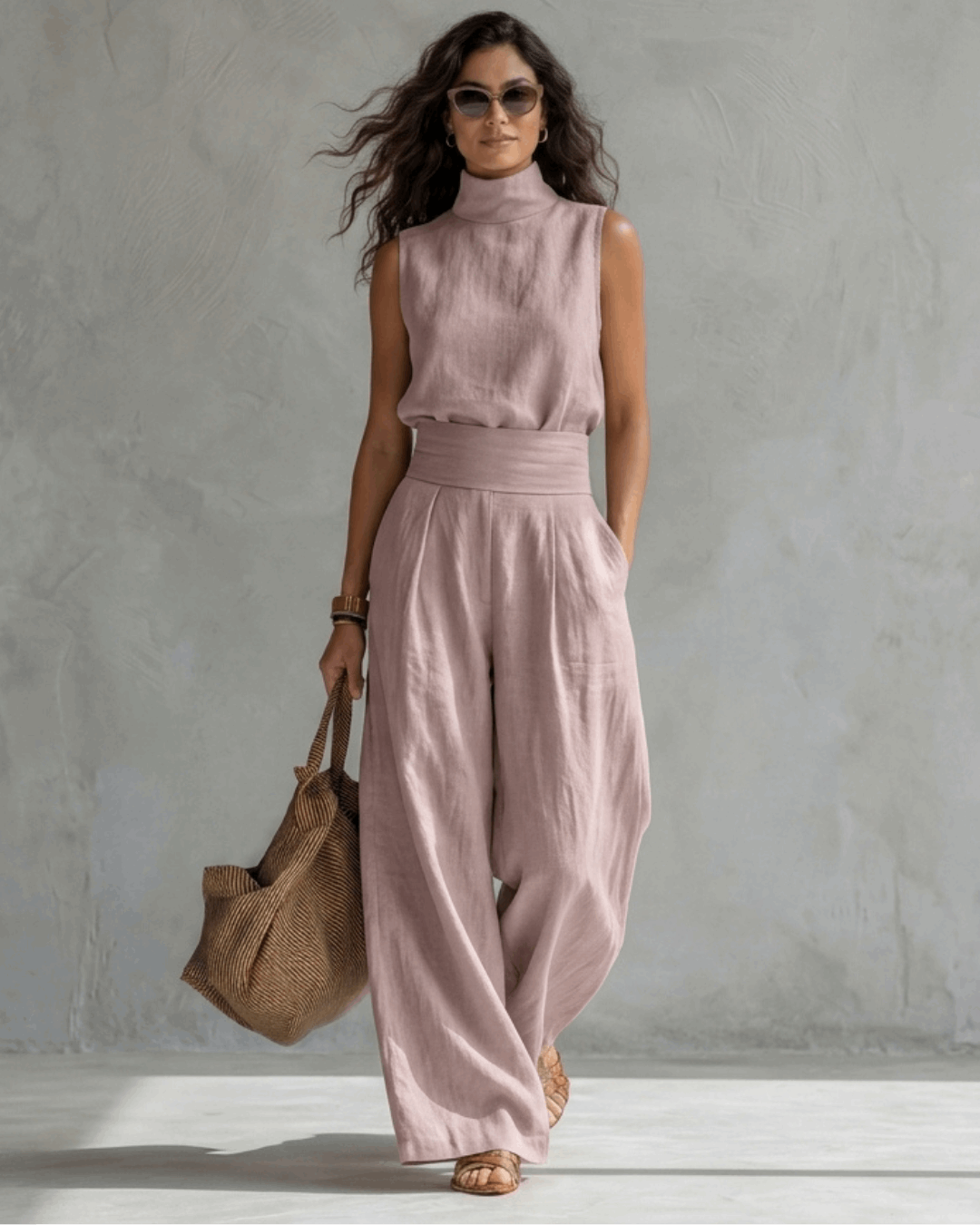María | Elegante conjunto de pantalón palazzo y top