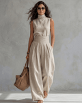 María | Elegante conjunto de pantalón palazzo y top
