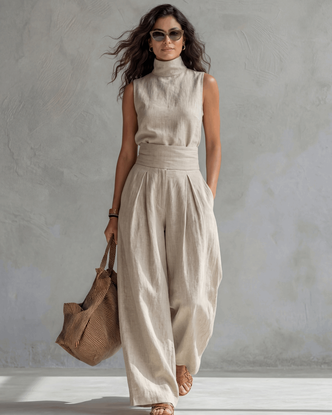 María | Elegante conjunto de pantalón palazzo y top