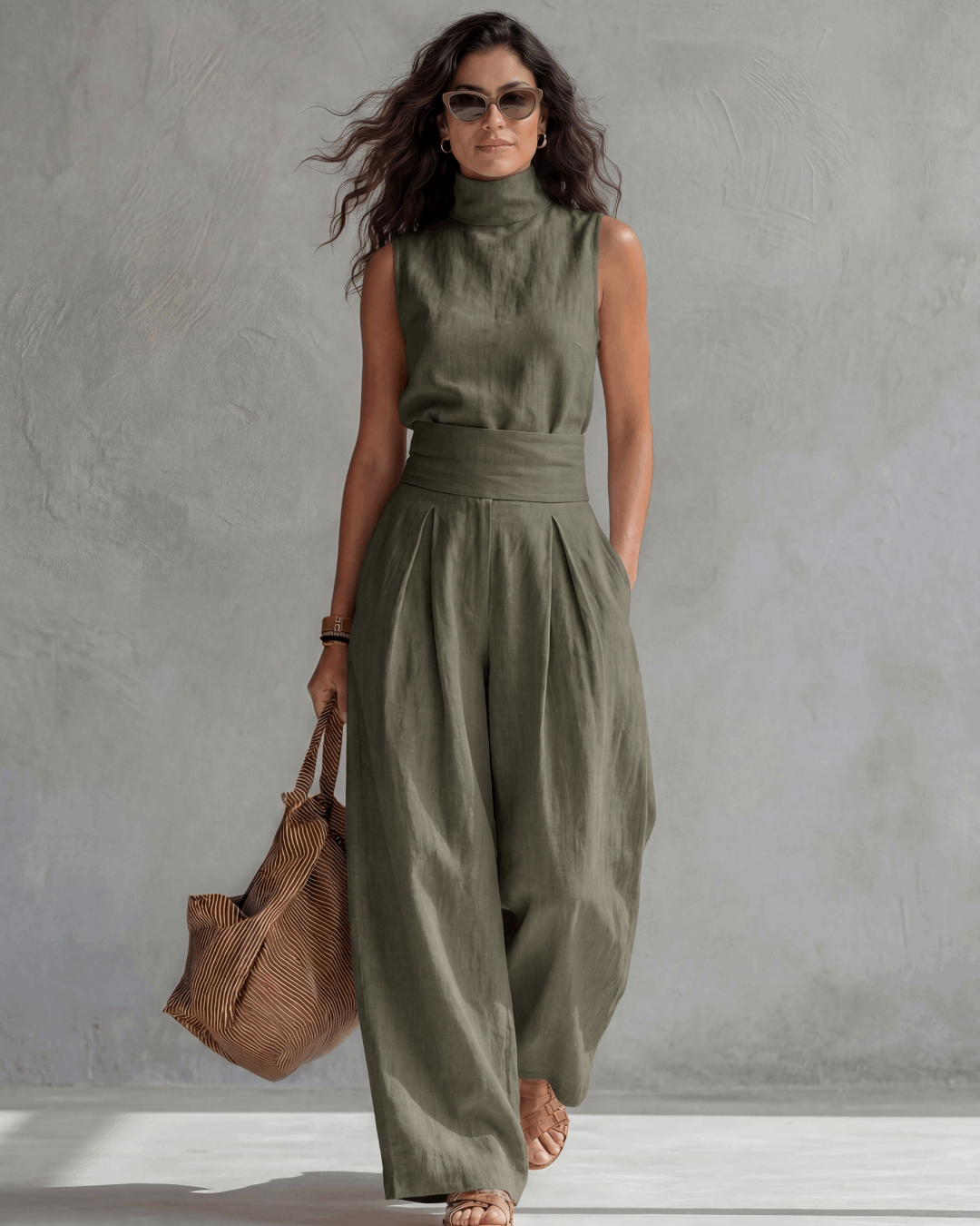 María | Elegante conjunto de pantalón palazzo y top