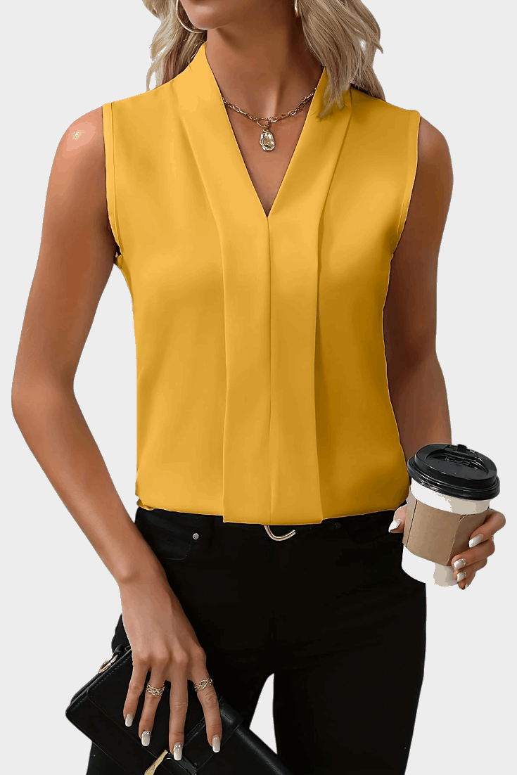 Nela | Blusa Sin Mangas con Escote en V y Corte Vaporoso