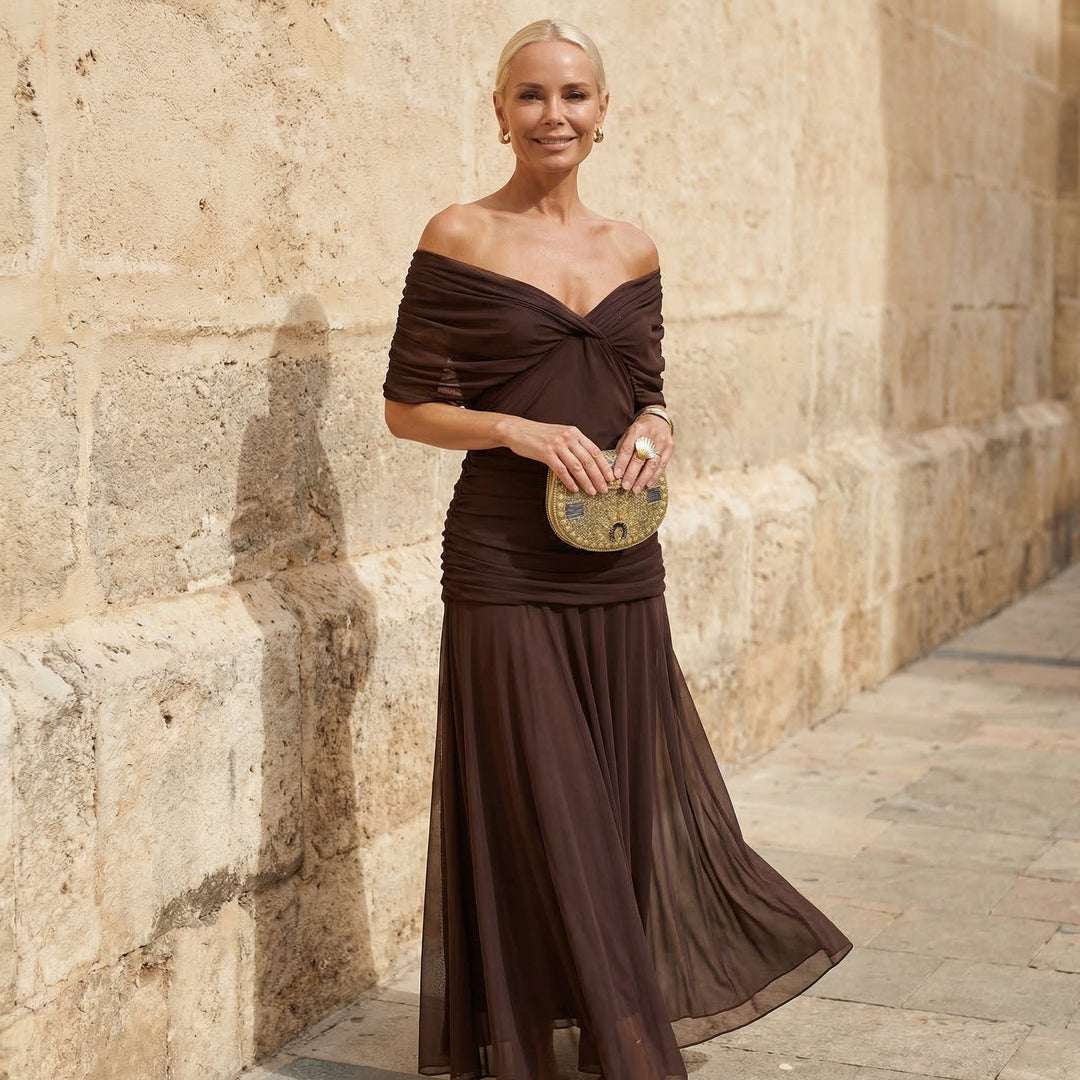 Mikaela | Vestido Maxi de Hombros Descubiertos