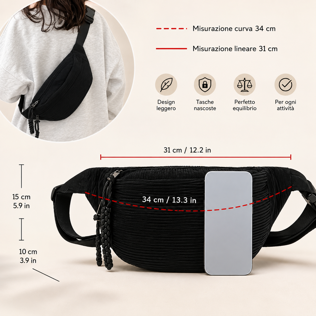 Ida | Bolso de hombro de pana