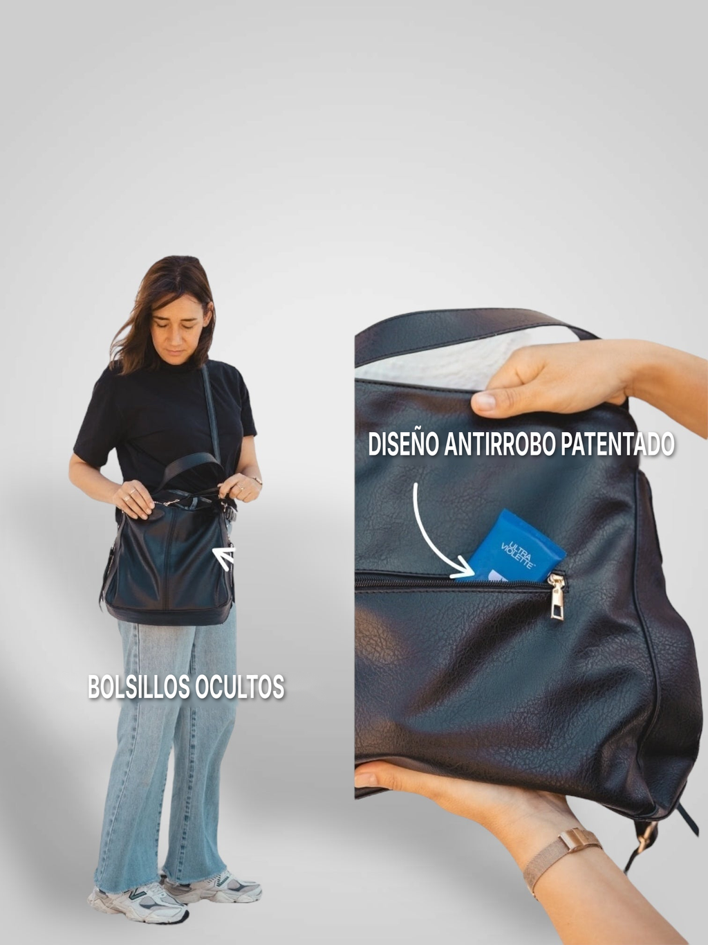 Sofía | Bolso hobo de lujo de piel antirrobo